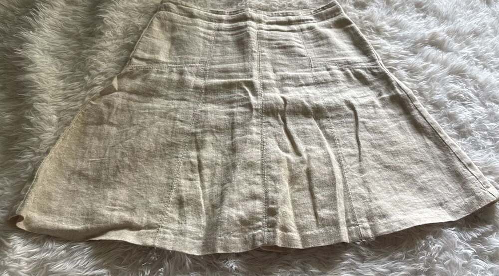 LOFT 100%ā Linen A-Line Mini Skirt Beige Size 0